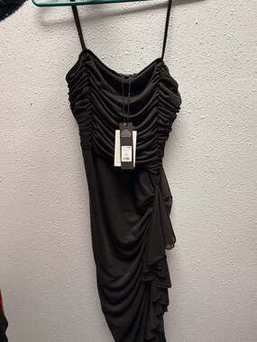 Fashion Nova Pretty Lady Ruched Midi Dress Black Size M